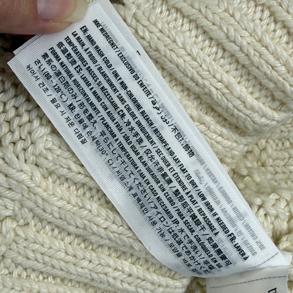 Abercrombie Fitch Cream Cable Fisherman Knit Crew Neck Sweater Women Size L - Picture 5 of 9